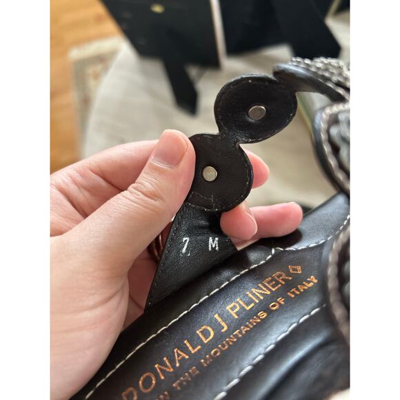 Donald J. Pliner Black/Dark Brown Leather Metal Western Embellished Sandal - Picture 9 of 10